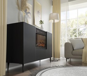 Komoda s elektrickým krbom 2D1K Rowanna (čierna). Akcia -20%. Vlastná spoľahlivá doprava až k Vám domov. 1124992