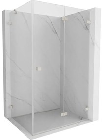 Mexen Lunar-F, 1-krídlový sprchový kút so skladacími dverami, pravý, 95 x 80 cm, 8mm číre sklo, brúsená oceľ profil, 836-095-080-97-00-P