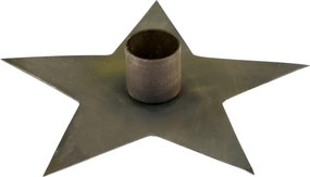 Bronzový antik svietnik na úzku sviečku v tvare hviezdy Star - 13*2,5cm