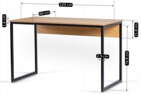 Písací stôl Ross 120 cm dub zlatý/čierny