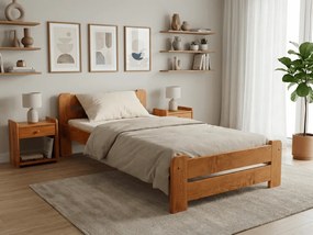 Posteľ Laura 80 x 200 cm, jelša Rošt: S latkovým roštom, Matrac: Matrac DELUXE 10 cm