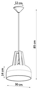 Závesné svietidlo Casco, 1x drevené/biele kovové tienidlo