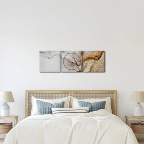 Obraz - Mramorový atrament (s hodinami) (90x30 cm)