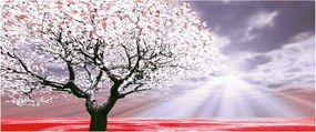 Červený obraz stromu (120x50 cm)