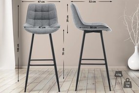 2x Barová stolička Dartford - látka - Sivá