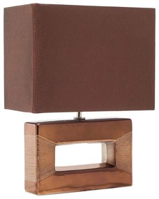 Hnedá hodvábna nočná stolová lampa ONYX  Beliani