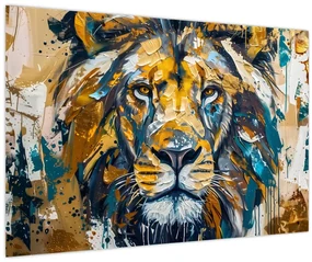 Obraz - Abstraktná olejomaľba s levom (90x60 cm)