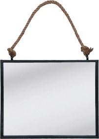 Zrkadlo v čiernom ráme zavesené na lane - 50*4*40 cm