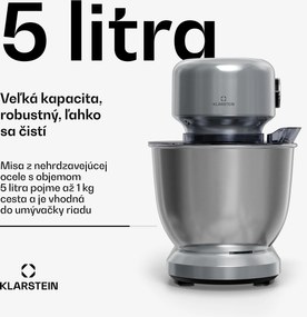 Klarstein Bella Evo kuchynský robot | planetárny miešací systém | 3 nástavce na mixovanie | 1500 W | 5 l