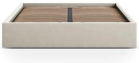 Béžová čalúnená dvojlôžková posteľ s úložným priestorom/bez čela s roštom 200x200 cm Susan – Micadoni