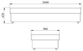 Válenda s pružinovou matracou a úložným priestorom NOE 90x200 šedá/čierna