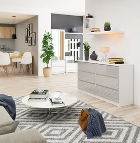 Komoda K140 6SZ CLP metalická, lesk