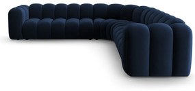 Modrá zamatová modulárna rohová pohovka Lupine – Micadoni