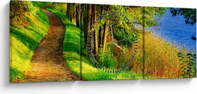 Obraz chodníky pozdĺž vody (s hodinami) (90x30 cm)