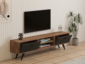 TV stolík/skrinka Tebuvi (borovica atlantická + antracit) . Akcia -26%. Vlastná spoľahlivá doprava až k Vám domov. 1095158