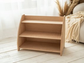 Woodisio Detská polica na hračky BONNI buk Farba: Transparentný lak - šedá