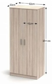 Kondela Skriňa SINGA 80, dvojdverová, dub sonoma