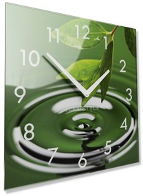 Dekoračné sklenené hodiny 30 cm v zelených odtieňoch