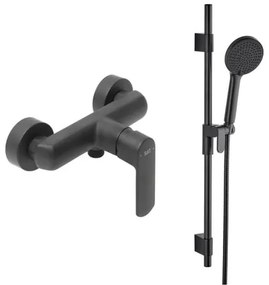 Sprchová batéria SAT Feel so sprchovacím setom 150 mm čierna matná SATBSFEEL268CSET1