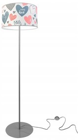 Detská stojacia lampa Heart, 1x biele textilné tienidlo so vzororm, (výber z 2 farieb konštrukcie), o, p