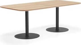 Stôl METRIC, zaoblené rohy, 2000x1000x720 mm, čierna/dub