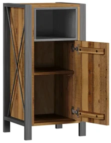furniture-nabytek.cz - Masívna kúpeľňová spodná skrinka Detroit z recyklovanej borovice a kovu, lakovaná, hnedá