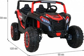 Ramiz ATV Závodná bugina pre 2 deti Červená + pohon 4x4 + diaľkové ovládanie + pomalý štart + MP3 LED
