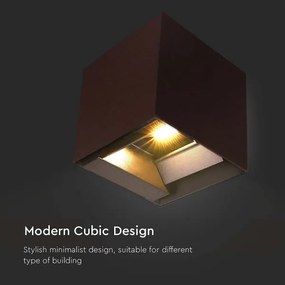 LED solárne nástenné svietidlo senzor LED/9W/3,7V 3000-5000K IP65 hnedá