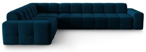 Tmavomodrá zamatová rohová pohovka (ľavý roh) Kendal - Micadoni Home