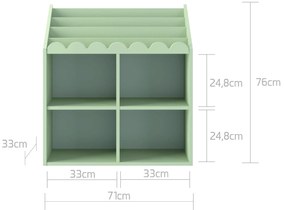 Bellamy Detská knižnica BOOK NOOK SAGE 71x76 cm, svetlozelená