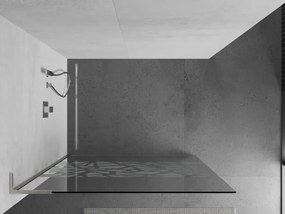 Mexen Kioto L, sprchová zástena Walk-In 110 x 200 cm, 8mm číre sklo biely vzor, brúsená oceľ profil, 800-110-103-97-85
