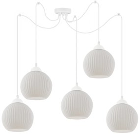 Závesné svietidlo Riffle Round Spider, 5x biele sklenené tienidlo, w