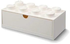 Biely stolový box so zásuvkou LEGO® Brick, 31,6 x 11,3 cm