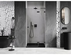 Mexen, Mexen Lunar L Otočné pravé sprchové dvere 100 cm, transparentné, čierne - 834L-100-000-70-00-P