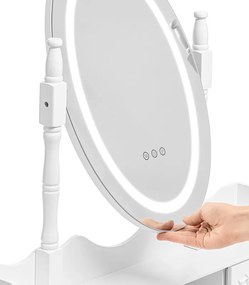 Moderný toaletný stolík s oválnym zrkadlom a LED osvetlením