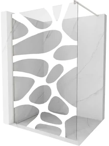 Mexen Kioto, sprchová zástena Walk-In 110 x 200 cm, 8mm číre sklo biely vzor, brúsená oceľ profil, 800-110-101-97-97