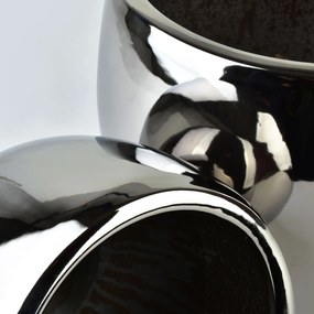 Sada 3 ks keramických květináčů NEVA SILVER XIII stříbrná