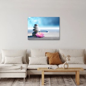 Obraz piesku, ľalie a spa kameňov (70x50 cm)
