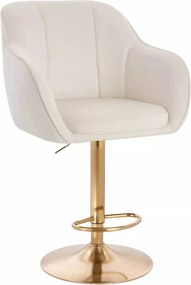 LuxuryForm DESIGN Barová stolička AVOLA VELUR na zlatom tanieri - biela