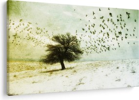 Obraz - Maľovaný kŕdeľ vtákov (90x60 cm)