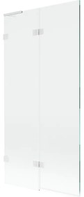 Mexen Lunar L, 2-krídlová vaňová zástena 90 x 150 cm, 8mm číre sklo, biely profil, 897L-090-100-20-00-L