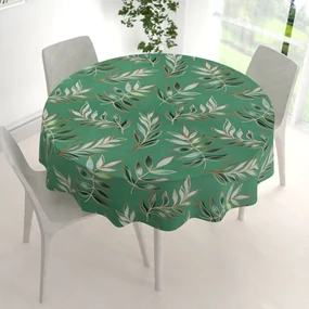 Biante Bavlnený okrúhly obrus Sandra SA-435 Popínavé listy na zelenom Ø 70 cm