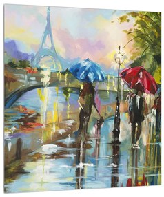 Obraz daždivého počasia a Eiffelovej veže (30x30 cm)