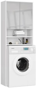 Kúpeľňová skrinka nad práčku FIN 2D biela / metalická, lesk