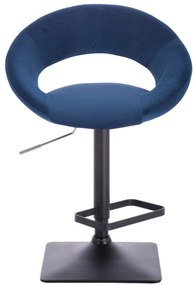 LuxuryForm Barová stolička NAPOLI VELUR na čierne podstave - modrá
