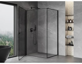 Mexen Mist-B, 1-krídlový výklopný sprchový kút, ľavý, 100 x 85 cm, číre sklo-čierny rám, 8A2T-100-085-70-70-L