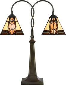 Béžovo-hnedá stolná lampa tiffany Bernadette I - 48*66 cm E27/max 2*40W