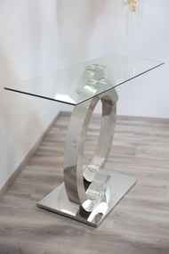 Strieborný sklenený konzolový stôl 110cm 40cm