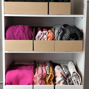 Úložné boxy na oblečenie, organizéry do skrine EKO KARTON 15x54 cm