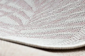 Koberec / behúň šnúrkový SIZAL SION Lístie Palmy, tropický 2837 ploské tkanie biely / ružový